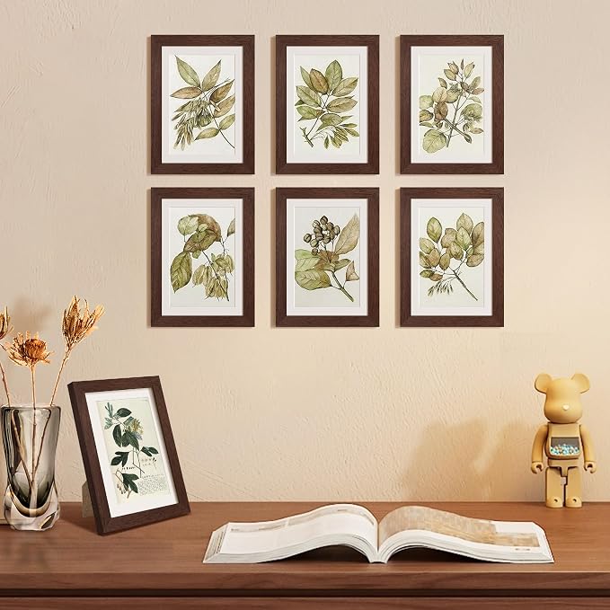 upsimples 5x7 Picture Frame Set of 10, Display Pictures 4x6 with Mat or 5x7 Without, Multi Photo Frames Collage for Wall or Tabletop Display, Brown | Small Frame Fit 4x6 and 5 x 7 Photos, Wall or Tabletop Display, For Gallery Hallway Living Room, For C...
