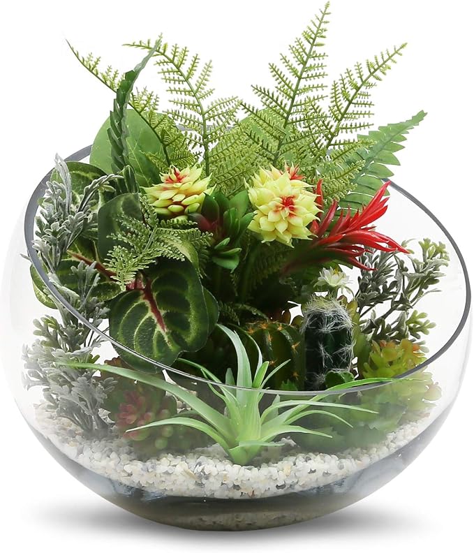 WGV Slant Cut Bowl Glass Vase Bulk, Width 11", Height 9.5", Clear Terrarium, Candy Dish, Fruit Jar, Floral Container for Wedding Party Event, Home Office Decor, 2 Pieces