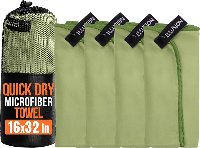 illusion Small Microfiber Gym Towels for Men and Women Active Sports (32" L x 16''W)-Lightweight Quick Dry Gym Towel for Sweat-Workout Towels Ideal for Yoga, Camping, Running, and Outdoor Activities