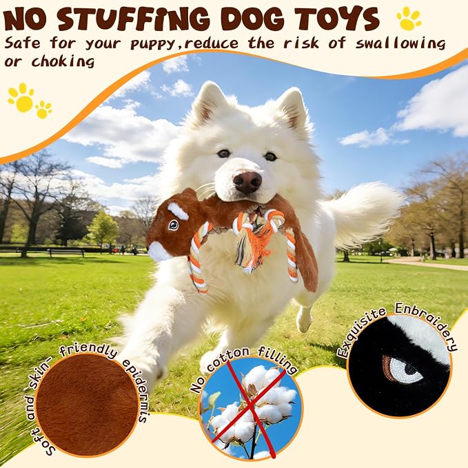 No Stuffing Rope 2-Pack Dog Toys, Chew Toys for Medium, Large Pets