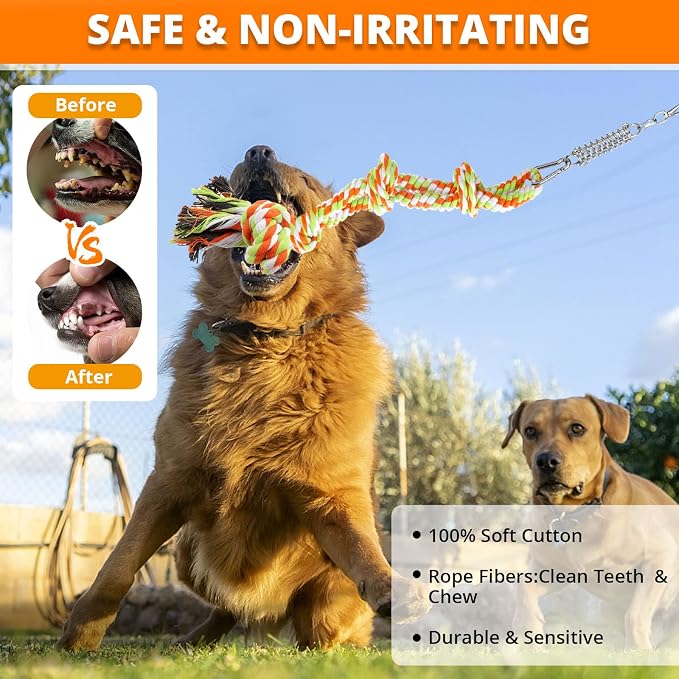 TRSMIMA Spring Pole Rope Toys - Spring Pole for Dogs