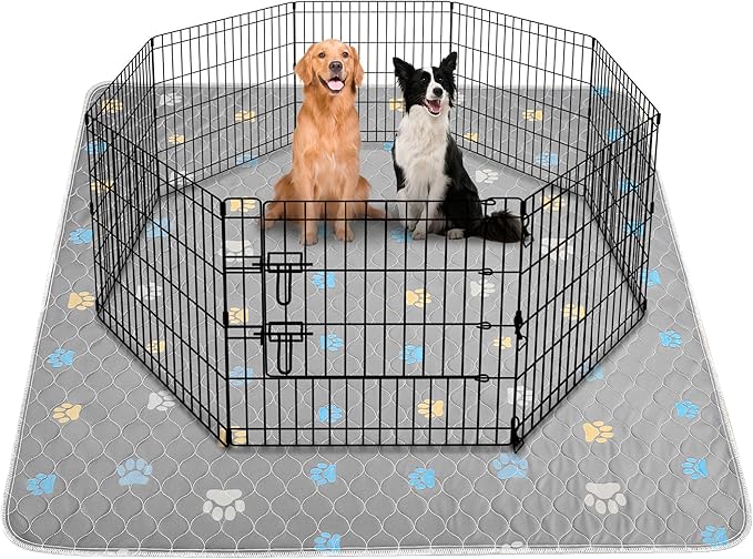 Aitmexcn Washable Pee Pads for Dogs, 2 Pack Extra Large Reusable Puppy Training Pads, Heavy Absorbency, Leak-Resistant Non-Slip Mats for Playpens, Whelping and Senior Dogs, Gray (48"x48")