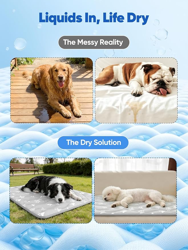 30x20in Dog Cooling Mat with One-Way Moisture & Arc-Chill 3.0 | Color-Changing Cool Indicator. Washable, Non-Slip Pet Bed. One-Way Moisture Tech Keeps Cool & Dry for Floors, Sofas, Kennels