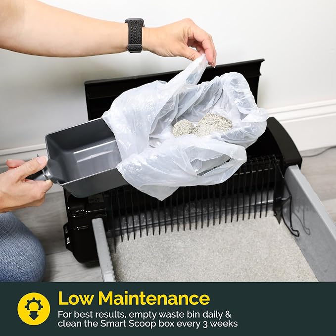 Pet Zone Smart Scoop Semi Automatic Self Cleaning Cat Litter Box, 6 Bags | Includes carbon filter for odor control, reduces daily hands on maintenance, suits up to two felines six to sixteen pounds