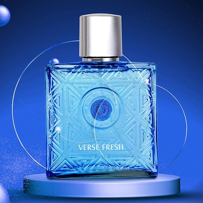 NovoGlow Verse Fresh for Men - 3.4 Fl Oz Eau De Parfum Spray for Men - Long Lasting Citrusy Floral & Woodsy Fragrance Smell Fresh All Day Long Gift for Men for All Occasions