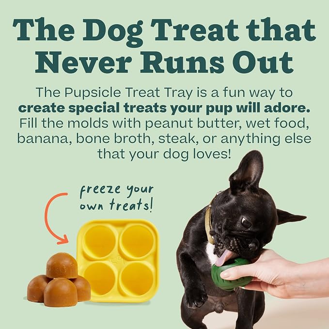 Woof Pupsicle Silicone Dog Treat Tray Mold for Dogs 10-25 lbs | For small dogs, silicone treat mold, reusable design, dishwasher safe, DIY frozen treats