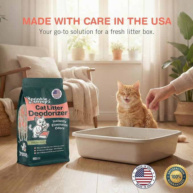 Sprinkle & Sweep: Litter Box Deodorizer - 4 Pack, 8oz Bags - Cat & Kitten Home Odor Neutralizer, Ultra-Absorbent Formula, Non-Toxic, Pet Smell Control