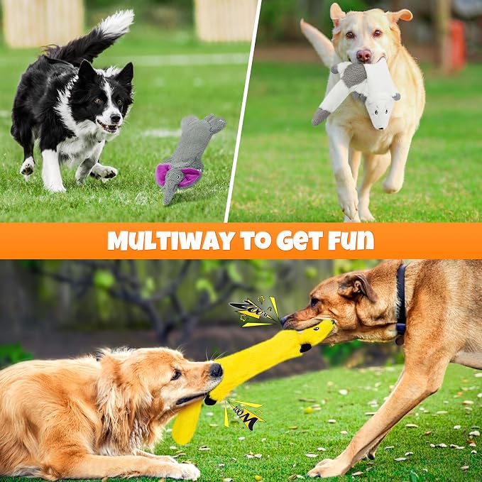 No Stuffing Dog Squeaky Chew Toys Flat Plush for Small Medium Large Breed