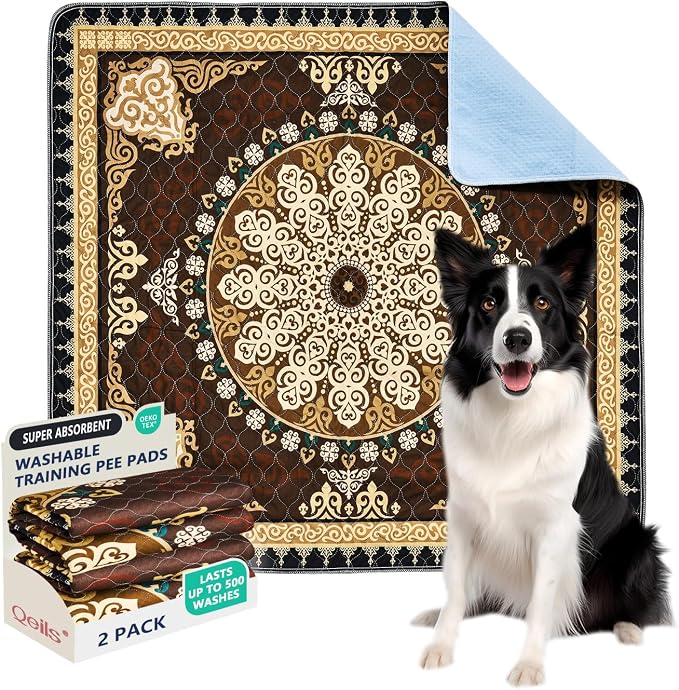 Washable Pee Pads, Super Absorbent Puppy Pads, 2 Pack 48"x48" | Reusable Dog Training Pads, Leakproof With Waterproof Non-Slip Backing For Crates, Floors, Indoor Potty & Furniture