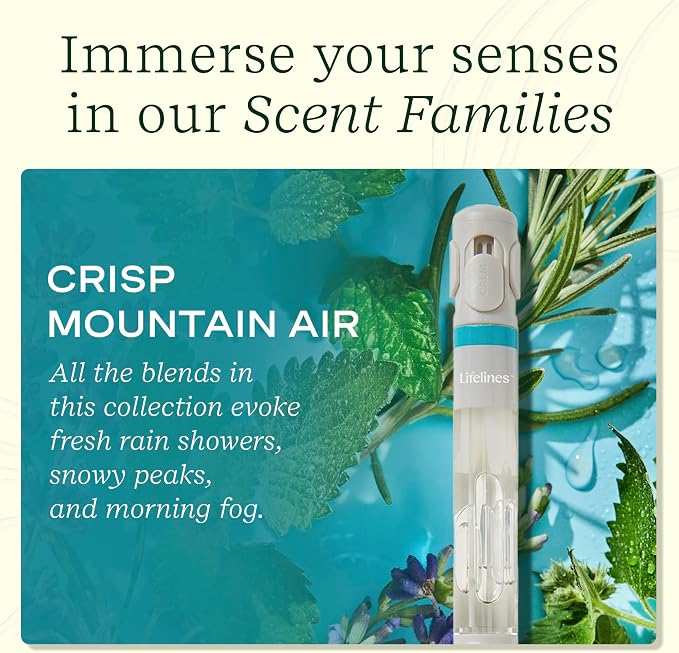 Lifelines Pen Diffuser, Crisp Mountain Air - 1mm Black Ballpoint Pen with Scented Essential Oil Blends – Aromatherapy Diffuser & Sensory Immersion Diffuse Aroma As You Write