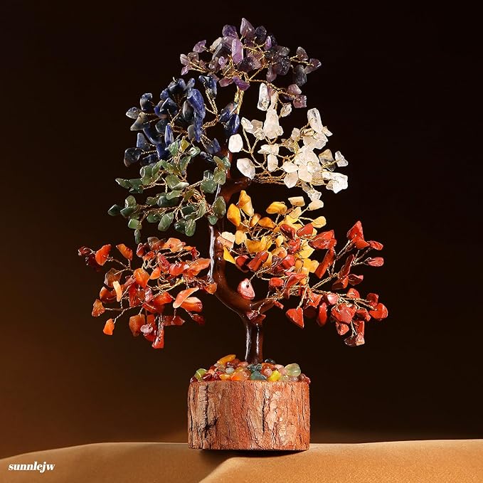 7 Chakra Crystal Tree of Life,Birthday Gifts for Women, Healing Crystal and Stones for Positive Energy,Gifts for Sister and Mom,House Warming Gift,Money Feng Shui Tree Decoration