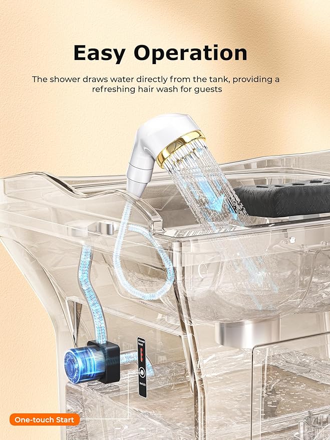 Head spa Equipment, Portable Salon Head spa, with Large Capacity Water Tank and Adjustable headrest, Suitable for Barber Store,Home,Hair Salon