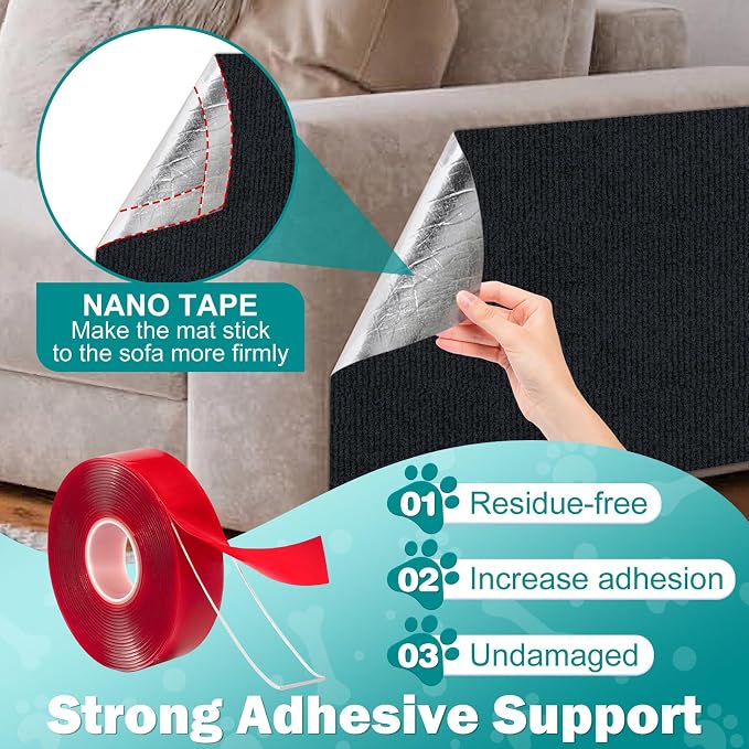 ENONCI 23.6x15.8 Cat Scratcher Mat, Self-Adhesive Cat Scratch Furniture Protector