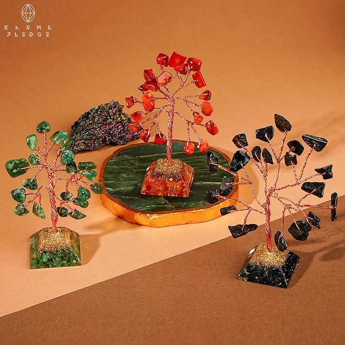 Set of 12 Crystal Tree of Life Gifts for Women, Seven Chakra Healing Crystals Bring Positive Energy, Good Luck, Money, Feng Shui Home & Office Desk Decor, Father's Day Gifts for Dad