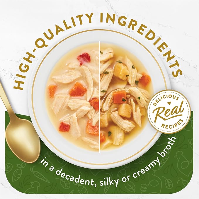 Purina Fancy Feast Chicken Broth Complement Lickable Grain Free Wet Cat Food Variety Pack - (Pack of 12) 1.4 oz. Pouches