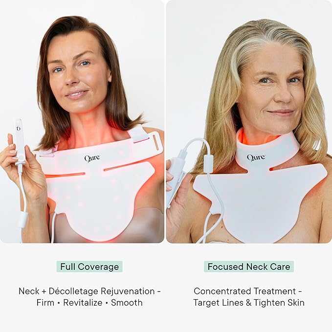 Qure Neck & Décolletage & Chest LED System, Red Light Therapy with 2 Wavelengths of Light, Red 633nm and Near-Infrared 830nm
