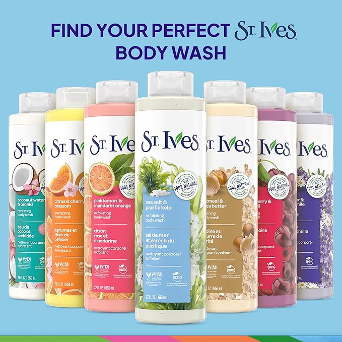 St. Ives Sea Salt & Pacific Kelp Exfoliating Body Wash 22 Fl Oz (Pack of 2)