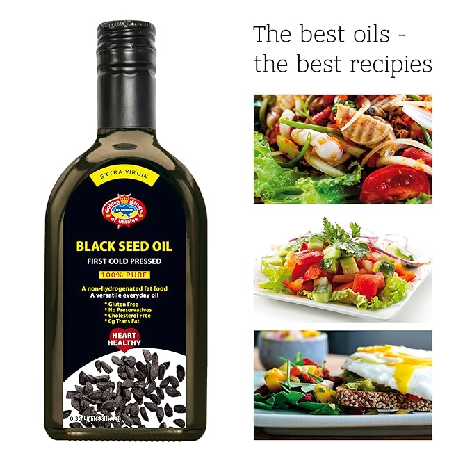 Black Seed Oil Cold Pressed Glass Bottle 11.83 OZ from Ukraine - Black Cumin Seed Cooking Oil for Soups, Salads, Baking