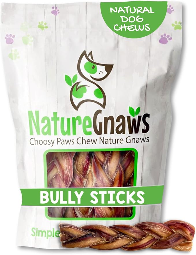 Nature Gnaws Braided Bully Sticks 5-6" for Small Dogs, 3 Count