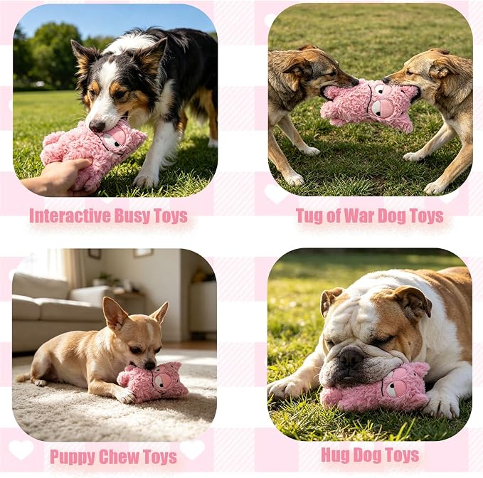 Monster Dog Valentine Toy for Puppy Gifts, Stuffed Dog Plush Toy | Crinkle Squeaky, Soft Lightweight Toy for Fetch and Chew, Interactive Outdoor Indoor Play for Tug, For Puppy Small Medium Dog