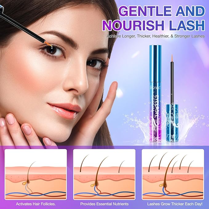 Premium Eyelash Growth Serum For Eyelash Growth Longer & Thicker, Lash Enhancing Serum With Premium All Natural Cold Pressed Castor Oil, 3 Month Supply, 5ml