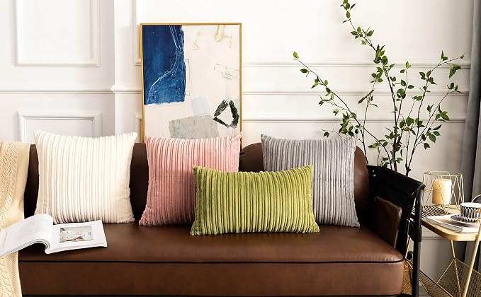 UGS UGASA Velvet Soft Solid Decorative Pillow Covers Lumbar Cushion Case for Sofa/Bedroom/Car, 1 Piece, 12x20 Inch, Green
