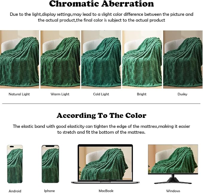 NEWCOSPLAY 3D Checkered Flannel Throw Blanket, Dark Green, 50"x70" | Super Soft Cute Lightweight Decorative Premium Silky Fleece Blanket for Couch Sofa Bed, Gift for Women Men, All Season Use
