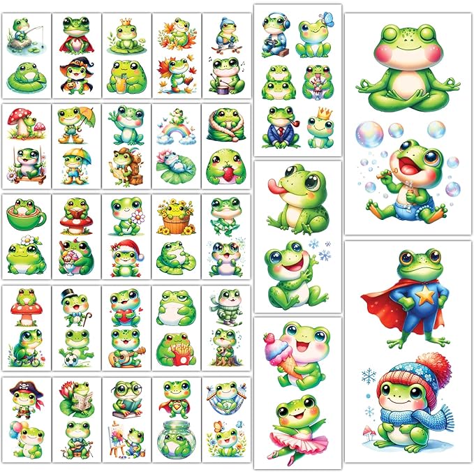 Temporary Tattoos Party Supplies - set 30 Sheets Tattoos (Frogs)
