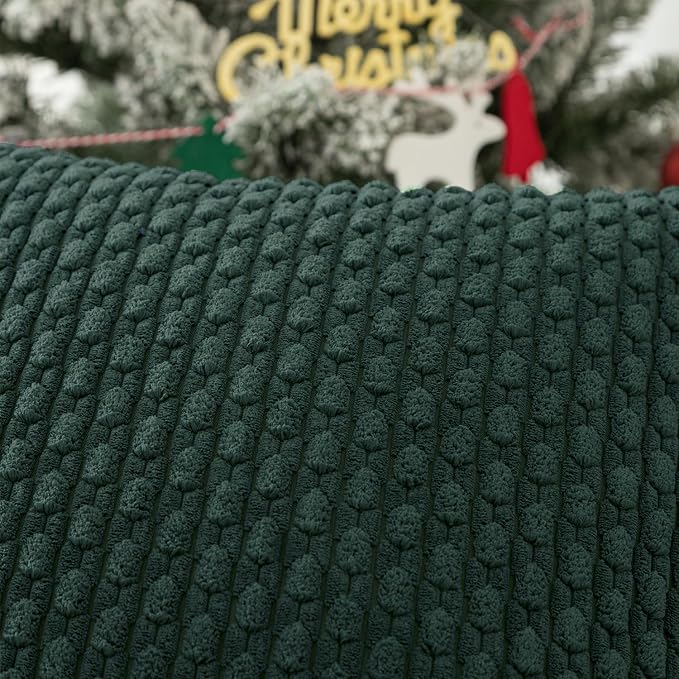 Kevin Textile Soft Corduroy 14"x24" Lumbar Pillow Cover 1 Pack, Army Green | Boho Stripe Plush Corduroy Decorative Oblong Cushion Cover Modern Farmhouse Home Decor for Sofa Couch Bed Chair
