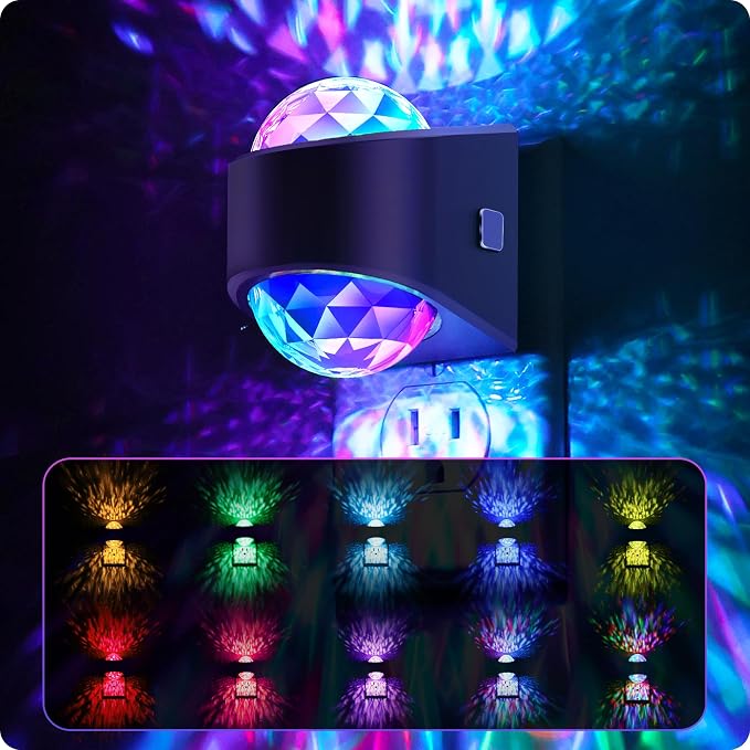 Night Lights Plug into Wall, Star Projector Night Light for Kids | Night Light Projector, 9-Color RGB Galaxy Nightlight, Dusk to Dawn Sensor for Bathroom, Home Gaming Room Decor, Home Decor