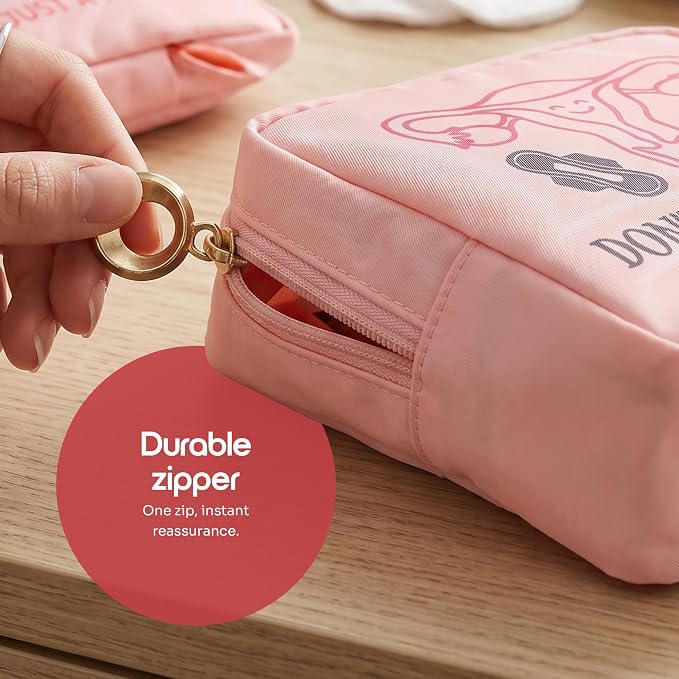 Discreet Period Pouch – Waterproof Feminine Hygiene Organizer for Pads, Tampons & Wipes, Compact Zippered Personal Care Bag for Travel, Work, Purse & Everyday Carry