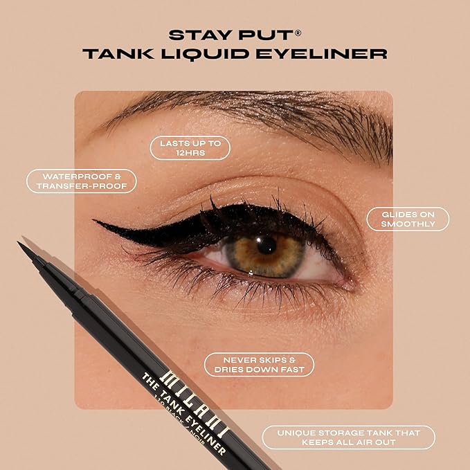 Milani The Tank Liquid Eyeliner - No-Skip Liquid Eyeliner Pen, Waterproof Formula, Makeup Pen, Long Lasting & Smudgeproof - 120 Brown
