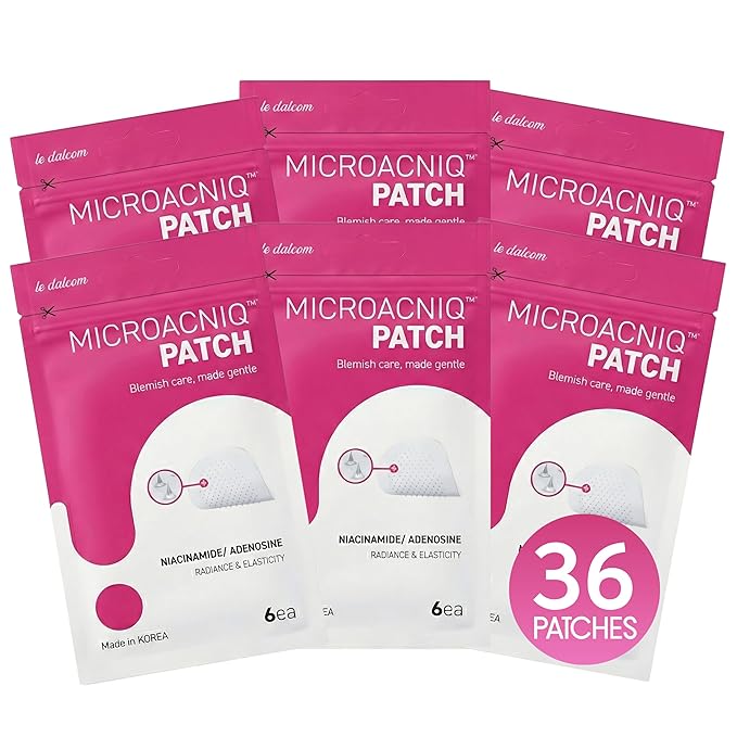 le dalcom Korean Micro-darts Patch, Post Blemish Dark Spot Care for Radiance & Elasticity, Brighter-looking Skin Tone, Niacinamide & Adenosine, Individual Blister Package (36 Patches)