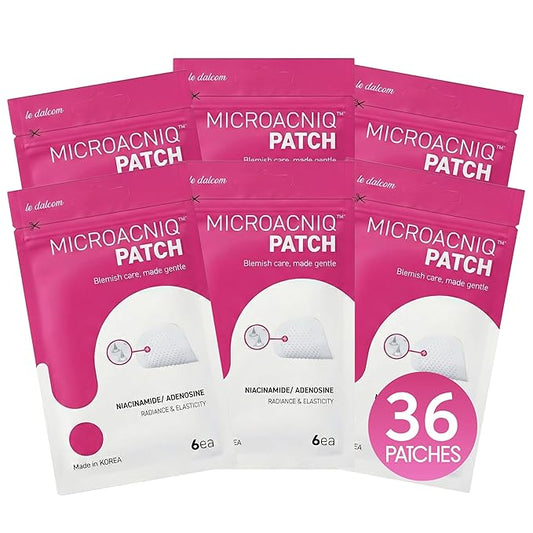 le dalcom Korean Micro-darts Patch, Post Blemish Dark Spot Care for Radiance & Elasticity, Brighter-looking Skin Tone, Niacinamide & Adenosine, Individual Blister Package (36 Patches)