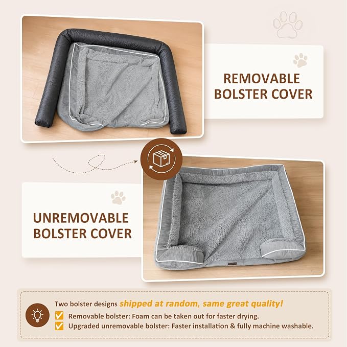 Comfort Expression Waterproof Orthopedic Dog Beds for Large Sized Dog | Supportive Egg Crate Foam Large Pet Bed with Removable Bolsters, Dog Couch with Washable Cover & Non-Slip Bottom, 38x25 Inch