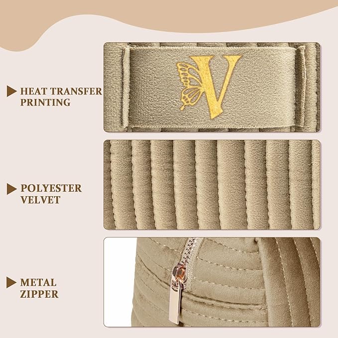 COSHAYSOO Sister Birthday Gifts for Women Best Friend Bestie Friendship Fashion Makeup Bag Make Up Cosmetic Pouch Travel Size Toiletries Skin Care Essentials Organizer Velvet Initial Letter V