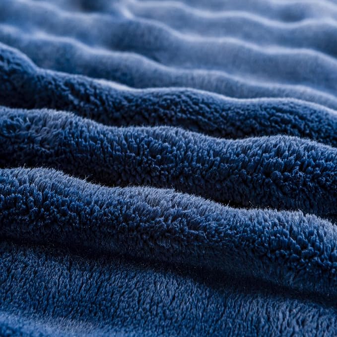 YUSOKI 3D Fleece Bubble Throw Blanket,Navy Blue, 50"x60" | Ultra Soft, Non-Shedding, Lightweight for All Season Use, stays fluffy after repeated washes, Perfect Gifts, Machine Washable