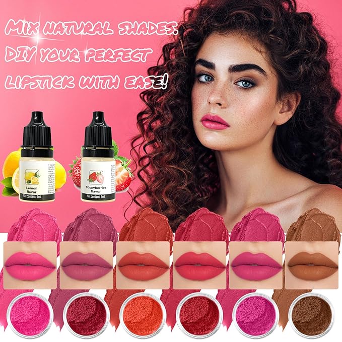 DIY Lipstick Making Kit- Natural Beeswax Based Lip Gloss & Matte Lip Gloss Making Kit, Craft Long-Lasting Matte & Velvet Lipsticks, Christmas Makeup Gift for Women, Girls & Beginners