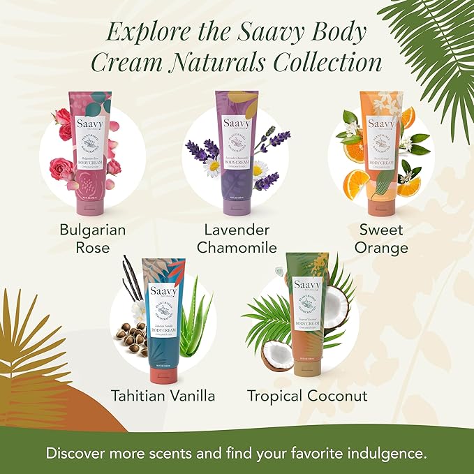 Saavy Naturals Deeply Hydrating Body Cream for Dry Skin – Nourishing Shea Butter, Plant-Based & Sustainably Sourced – Tropical Coconut – 8.5 fl oz