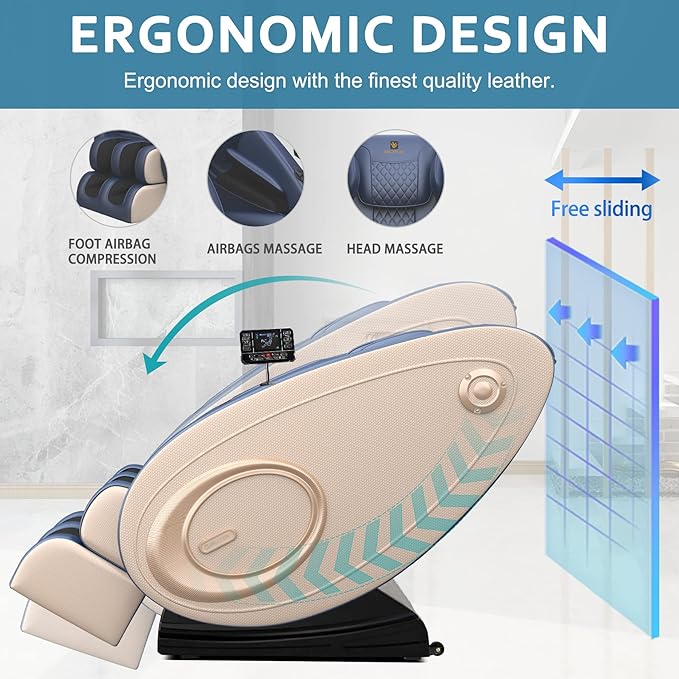 BILITOK Massage Chair Blue-Tooth Connection and Speaker, Recliner with Zero Gravity with Full Body Air Pressure, Easy to Use at Home and in The Office