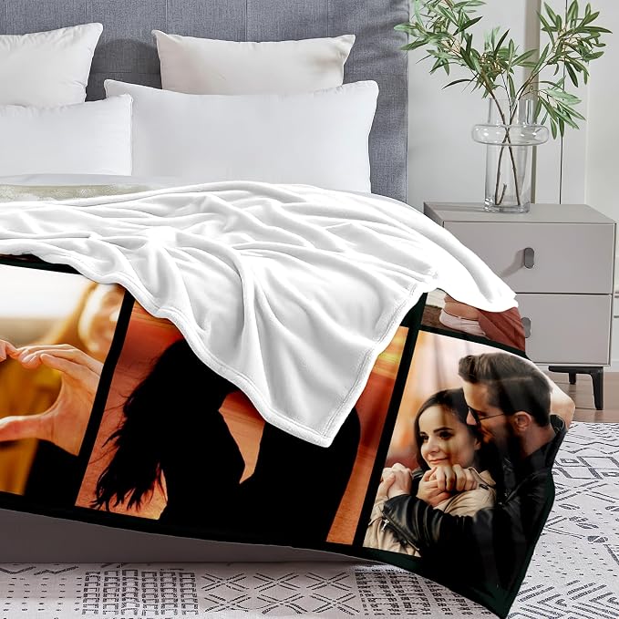 Yofair Ships Next Day, Custom Blanket with Picture Wedding Anniversary Valentines Day Gifts for Him Her Personalized Photo Blankets I Love You Couple Gift for Women Boyfriend Girlfriend Wife Husband