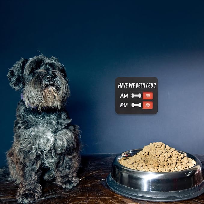 Dog Feeding Reminder - Dog Feeding Chart with Have We Been Fed AM/PM Tracker, Magnets Fed Sign with Pet Tracker for Fridge, Prevent Overfeeding