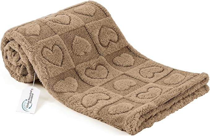 gogobunny Pet Blanket for Dogs Cats, 300GSM Ultra Soft Coral Fleece Blanket, Washable Small Dog Cat Blanket, Calming Crate Mat, Furniture Protector for Couch Bed Car Seat, Brown, 25x35IN