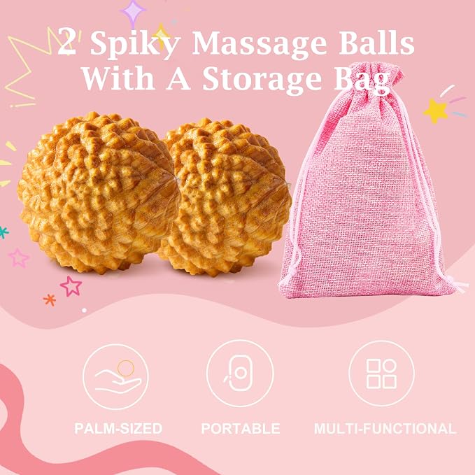 2pcs Acupressure Ball, Birthing Comb, Natural Labor and Delivery Essentials | Labor Comb Spiky Massage Ball, Wooden Material, Mom-to-be Gift, Stress Relief