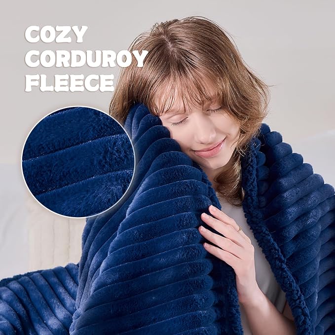 Waterproof Calming Dog Blanket for Large Dogs, Noiseless Soft Plush Pet Blanket for Bed, 500GSM Thick Faux Fur Pet Throw, Cozy Couch Furniture Protection Washable, Night Blue, 50x60IN