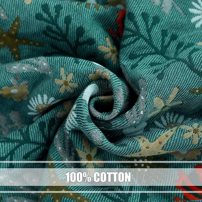 LUTBM Boho Throw Blanket for Bed, 100% Cotton Soft Cozy Breathable Quilt | Underwater Ocean Life Jacquard Farmhouse Decor, 80"x90" All Season Bed Blankets, For Sofa Couch Chair Bedroom Living Room