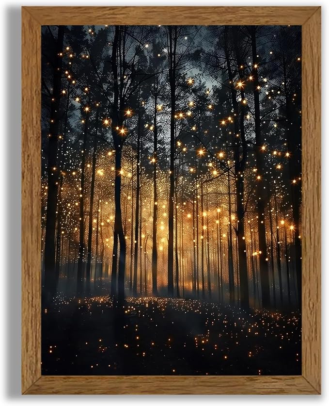 JLTULT Enchanted Forest Wall Art, Solid Wood-Framed Canvas, 8 x 10 Inches | Dark enchanted forest art on fade-resistant canvas with a ready-to-hang solid wood frame for bedrooms and living rooms
