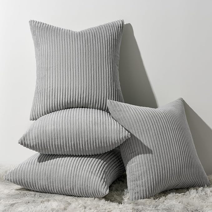 Topfinel Decorative Grey Throw Pillow Covers Cushion Cases, Set of 4 Soft Velvet Modern Double-Sided Designs, Mix and Match for Home Decor, Pillow Inserts Not Included (20x20 inch)