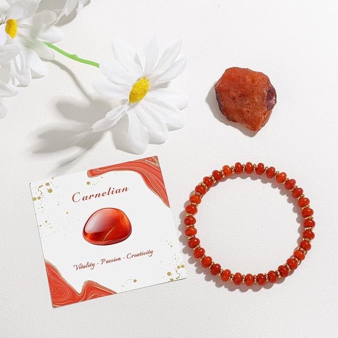 GolbalJew 4 * 6mm Gemstone Rondelle Bead Bracelets for Women Healing Crystal Stone Beads Bracelet Handmade Beaded Spiritual Jewelry Gifts