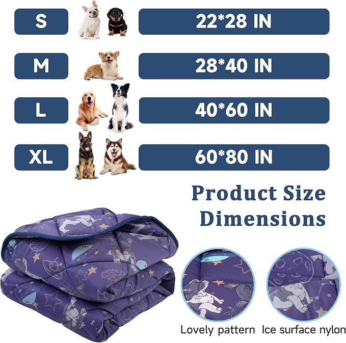 Cooling Blanket for Dogs, Dog Cooling Mat & Bed, Q-MAX>0.42- Lightweight, Durable & Breathable Pet Throw for Sofa, Car and Furniture Protector, Reversible Design, 40"x60"